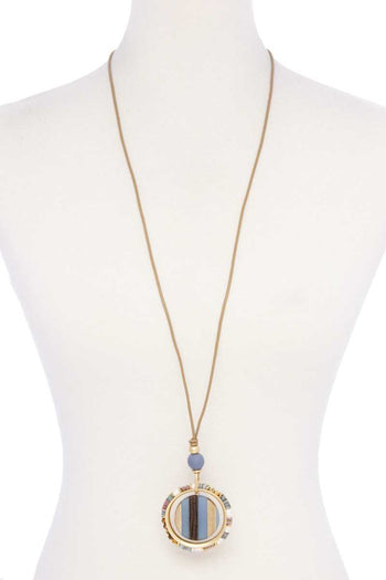 Wooden Pendant Suede Necklace - Deals Kiosk