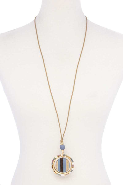 Wooden Pendant Suede Necklace - Deals Kiosk
