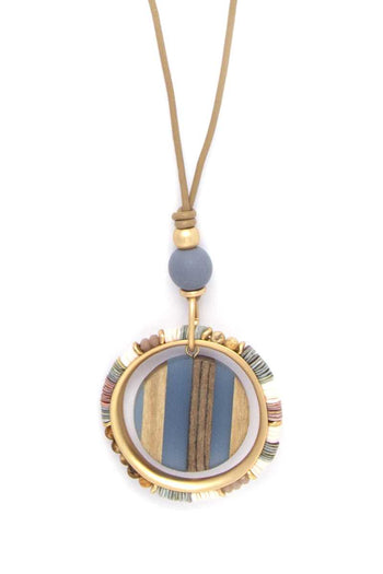 Wooden Pendant Suede Necklace - Deals Kiosk