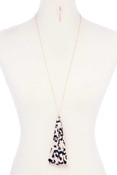 Animal Print Fabric Tassel Necklace - Deals Kiosk
