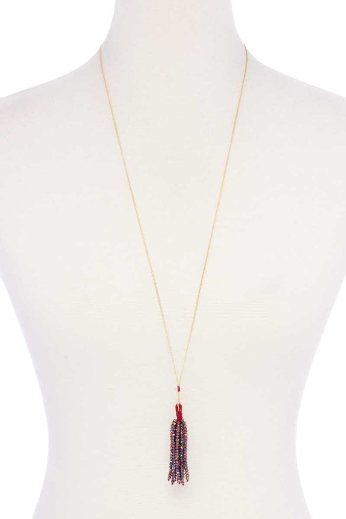 Multi Color Beaded Tassel Necklace - Deals Kiosk