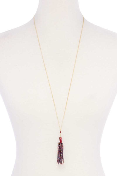 Multi Color Beaded Tassel Necklace - Deals Kiosk