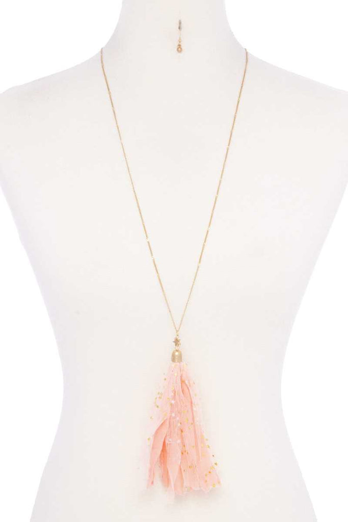 Metallic Stars Tulle Tassel Necklace - Deals Kiosk