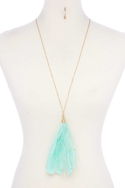 Metallic Stars Tulle Tassel Necklace - Deals Kiosk