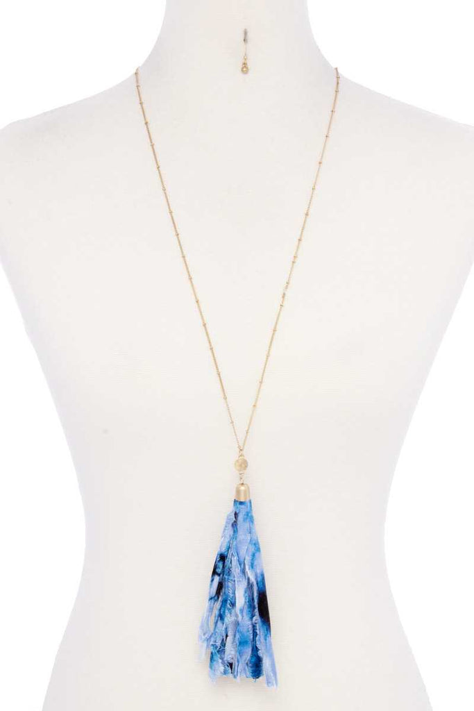 Tye Dye Fabric Tassel Necklace - Deals Kiosk