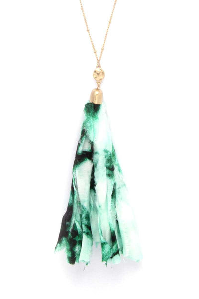 Tye Dye Fabric Tassel Necklace - Deals Kiosk