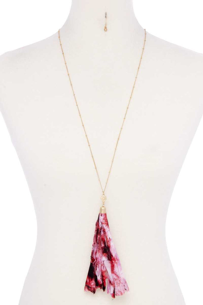 Tye Dye Fabric Tassel Necklace - Deals Kiosk