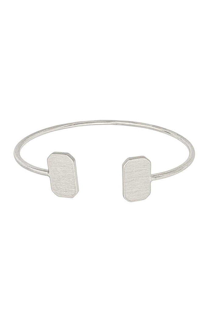 Double Metal Rectangle Open Bangle Bracelet - Deals Kiosk