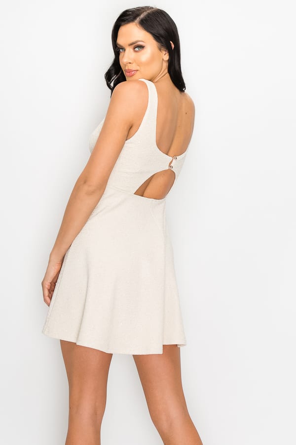 V-neck Back Cutout Skater Dress - Deals Kiosk