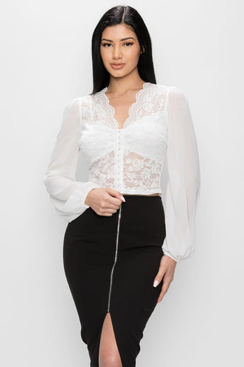 Bell Sleeve Lace Back Crop Top - Deals Kiosk