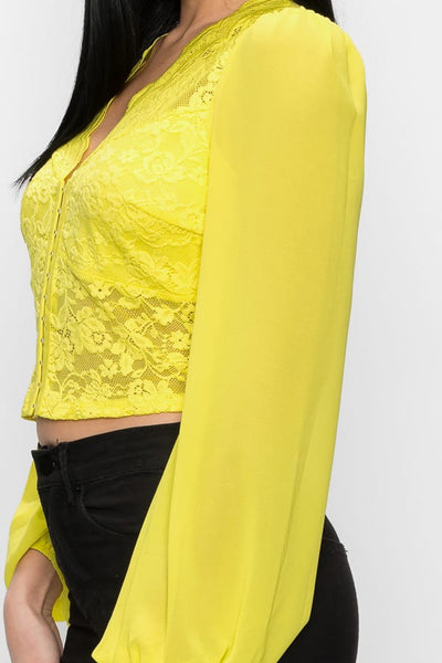 Bell Sleeve Lace Back Crop Top - Deals Kiosk