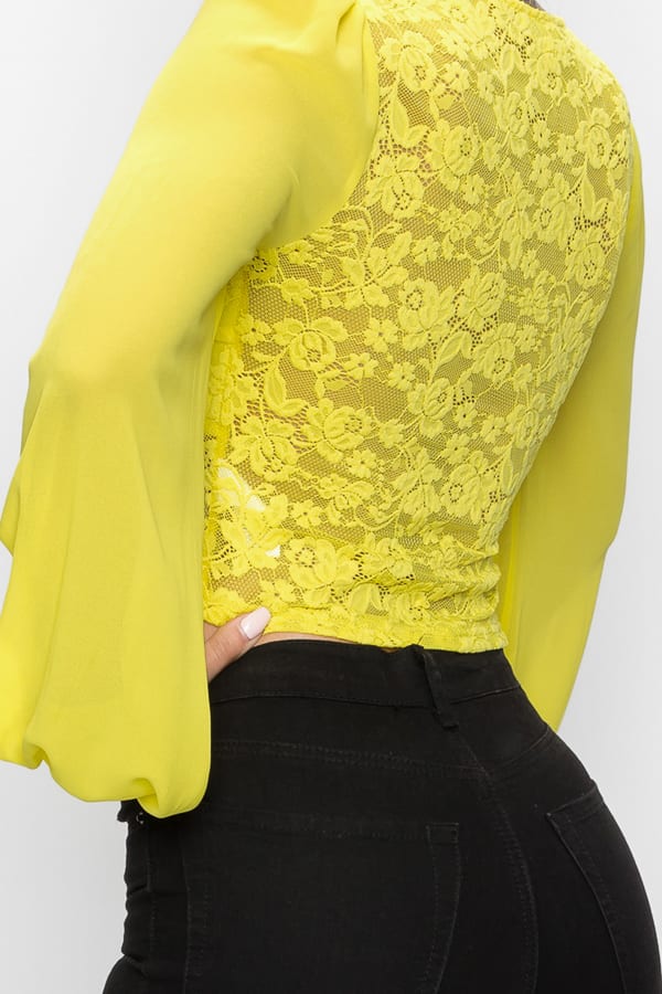 Bell Sleeve Lace Back Crop Top - Deals Kiosk