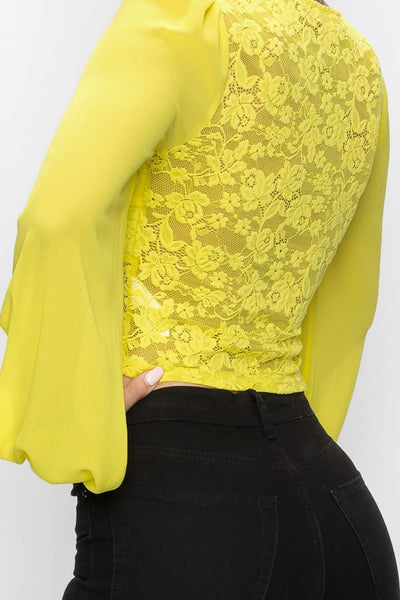 Bell Sleeve Lace Back Crop Top - Deals Kiosk
