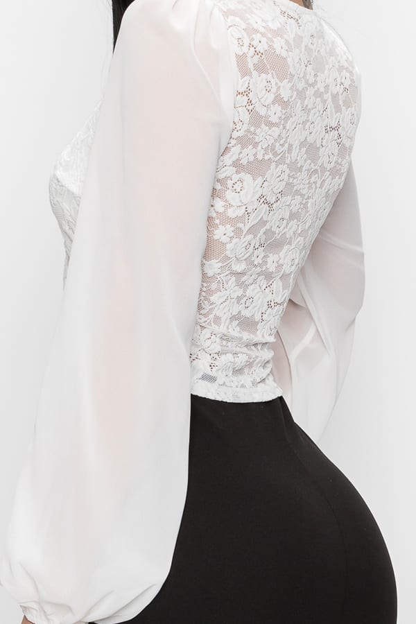 Bell Sleeve Lace Back Crop Top - Deals Kiosk
