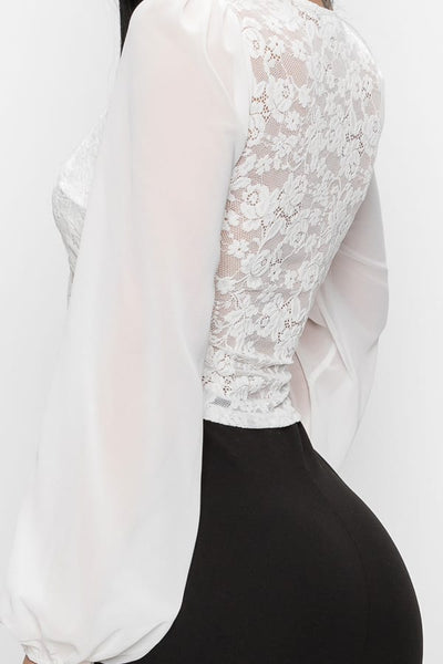 Bell Sleeve Lace Back Crop Top - Deals Kiosk