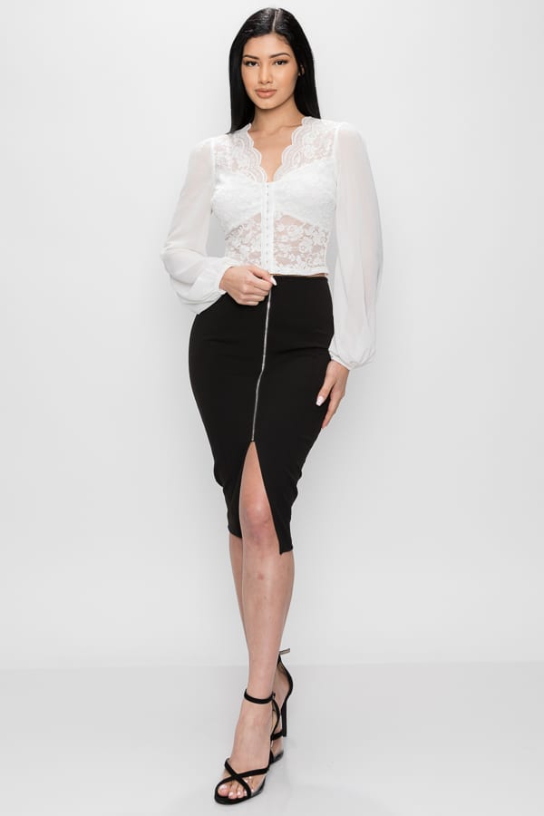 Bell Sleeve Lace Back Crop Top - Deals Kiosk