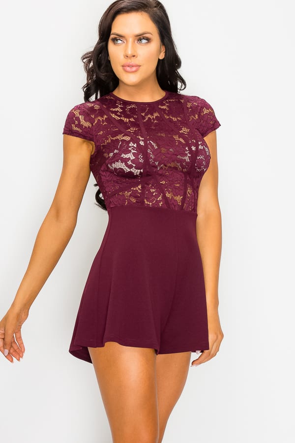 Floral Sheer Lace Combo Romper - Deals Kiosk