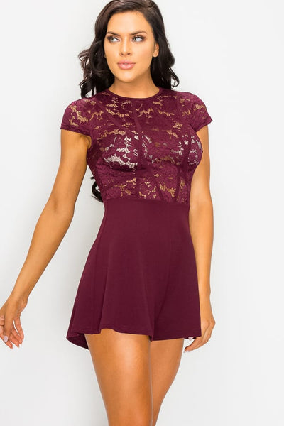 Floral Sheer Lace Combo Romper - Deals Kiosk