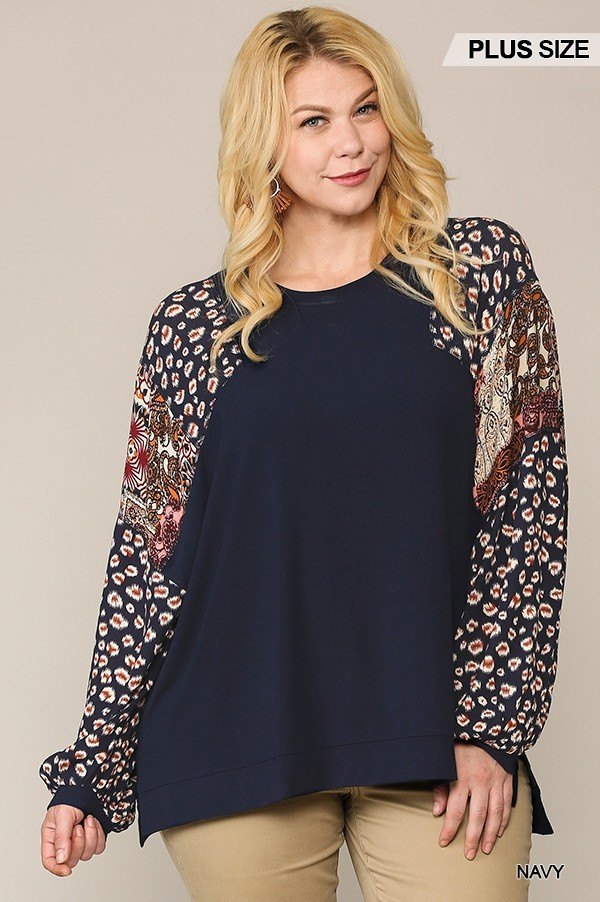Animal And Paisley Print Mixed Tunic Top With Side Slit - Deals Kiosk