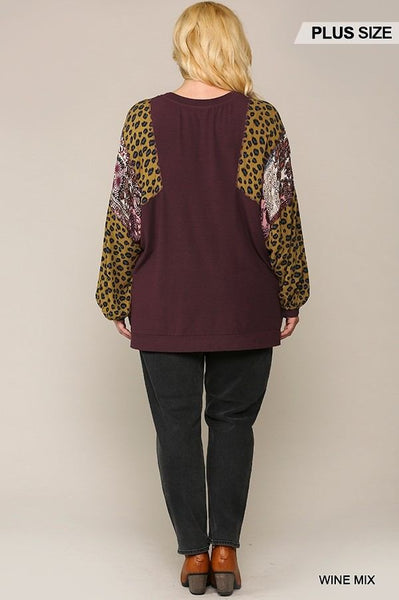 Animal And Paisley Print Mixed Tunic Top With Side Slit - Deals Kiosk