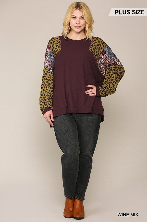 Animal And Paisley Print Mixed Tunic Top With Side Slit - Deals Kiosk