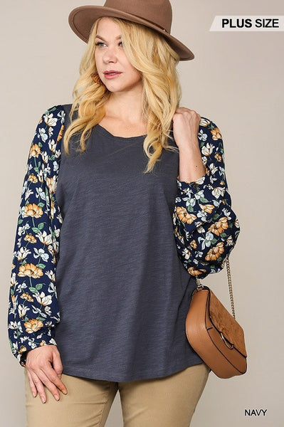 Floral Print Dolman Sleeve Round Hem Top - Deals Kiosk
