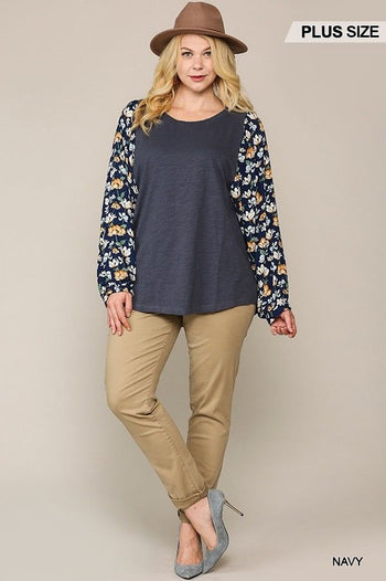 Floral Print Dolman Sleeve Round Hem Top - Deals Kiosk