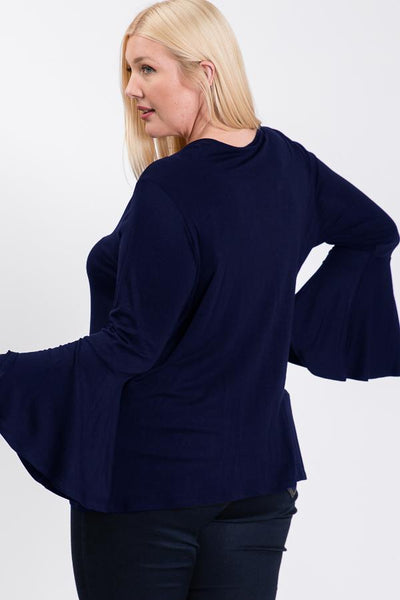 Long Bell Sleeve Ruffle Keyhole - Deals Kiosk