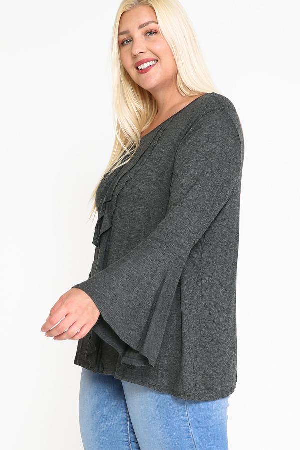 Long Bell Sleeve Ruffle Keyhole - Deals Kiosk
