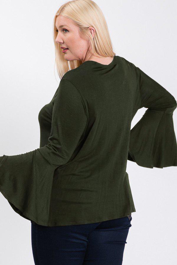 Long Bell Sleeve Ruffle Keyhole - Deals Kiosk