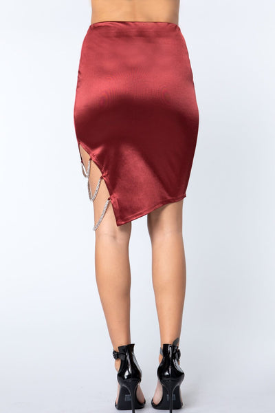Jewel Strap Satin Midi Skirt - Deals Kiosk