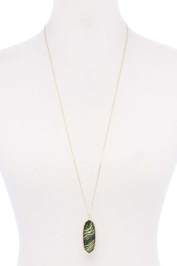 Acetate Oval Metal Edge Pendant Necklace - Deals Kiosk