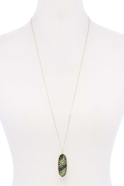 Acetate Oval Metal Edge Pendant Necklace - Deals Kiosk