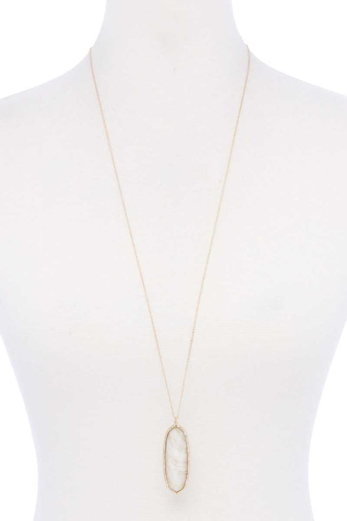 Acetate Oval Metal Edge Pendant Necklace - Deals Kiosk