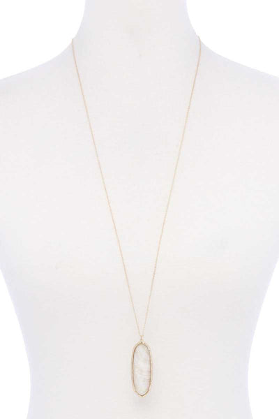 Acetate Oval Metal Edge Pendant Necklace - Deals Kiosk