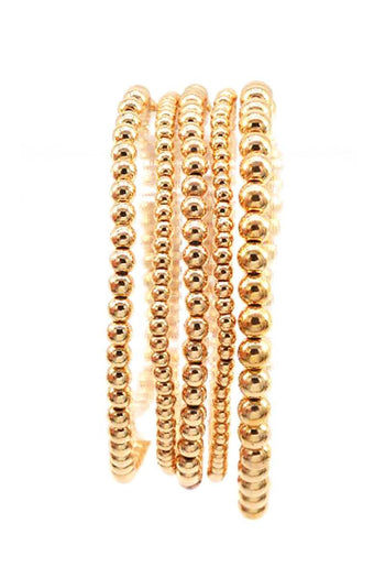 Metallic Balls Bead Stretch Multi Bracelet - Deals Kiosk