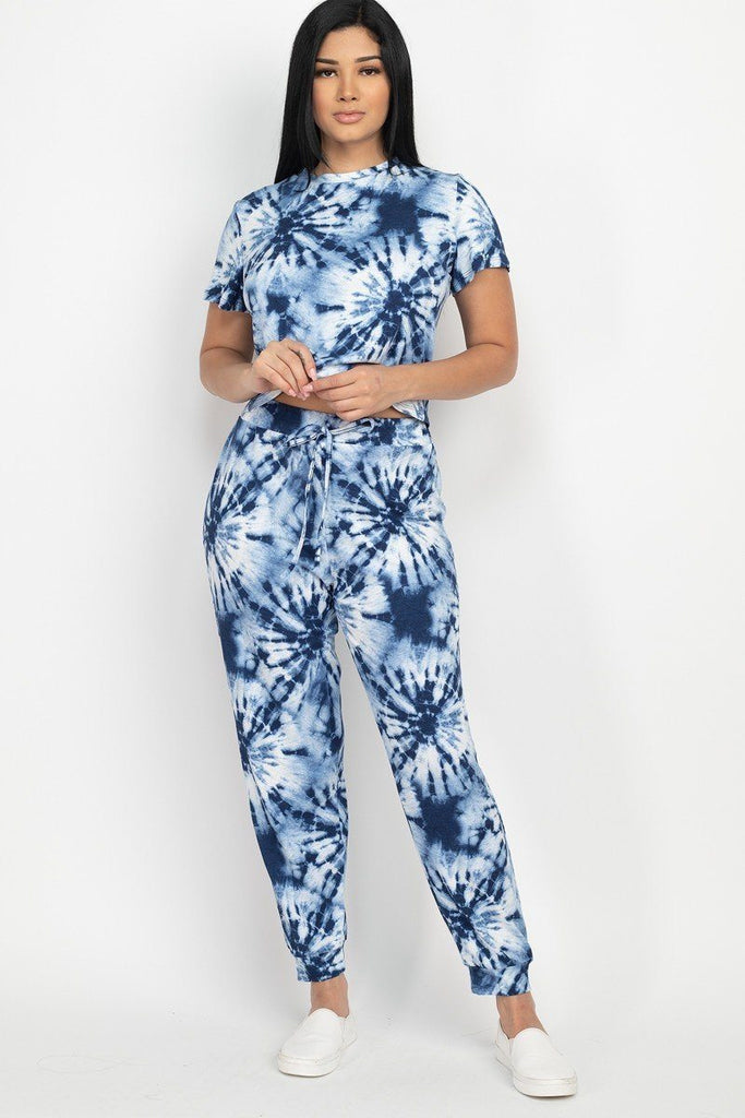 Tie-dye Printed Top And Pants Set - Deals Kiosk