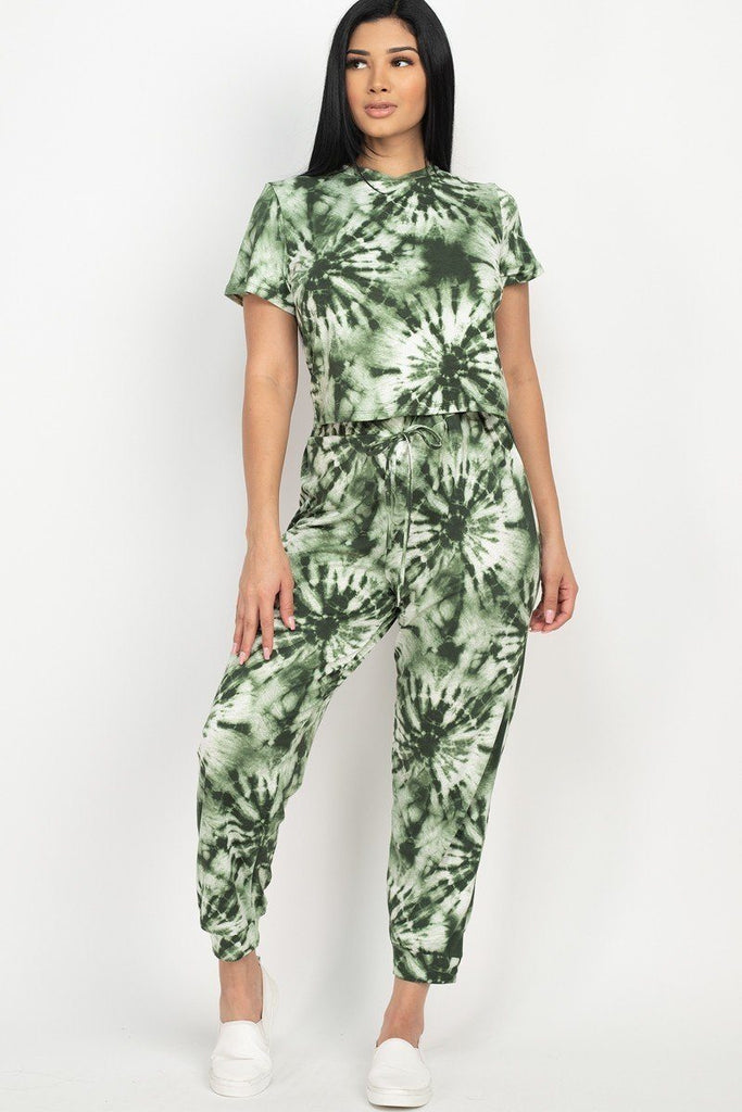 Tie-dye Printed Top And Pants Set - Deals Kiosk