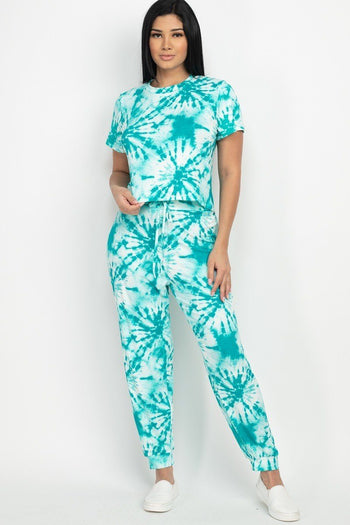 Tie-dye Printed Top And Pants Set - Deals Kiosk