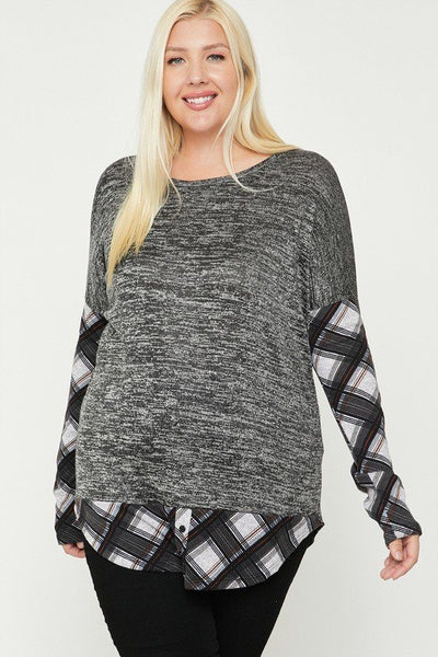 Two Tone Knit Top - Deals Kiosk