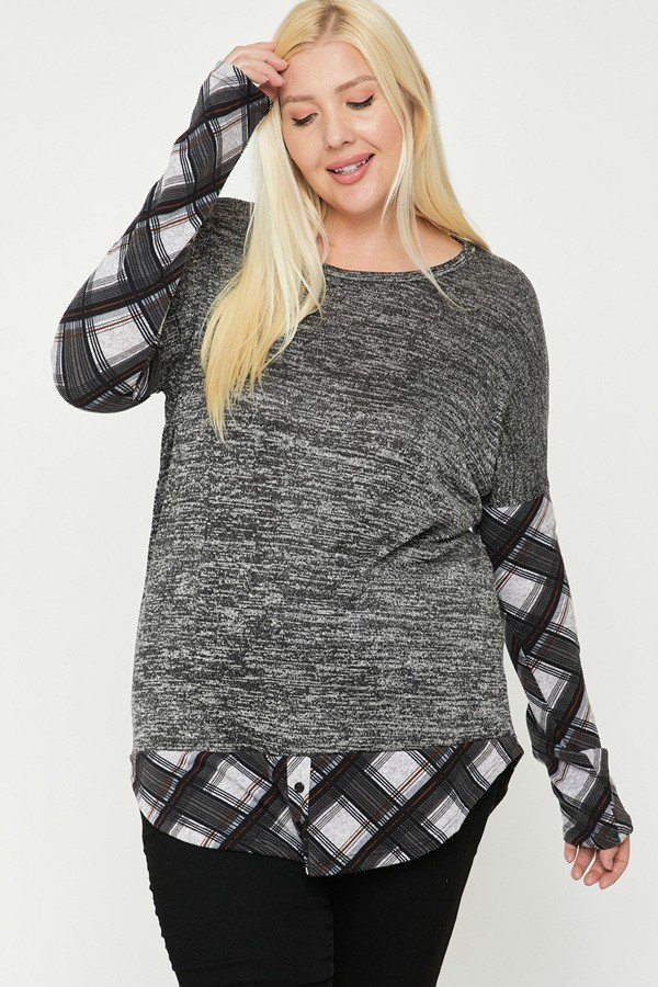 Two Tone Knit Top - Deals Kiosk