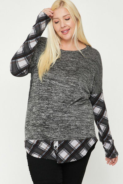 Two Tone Knit Top - Deals Kiosk