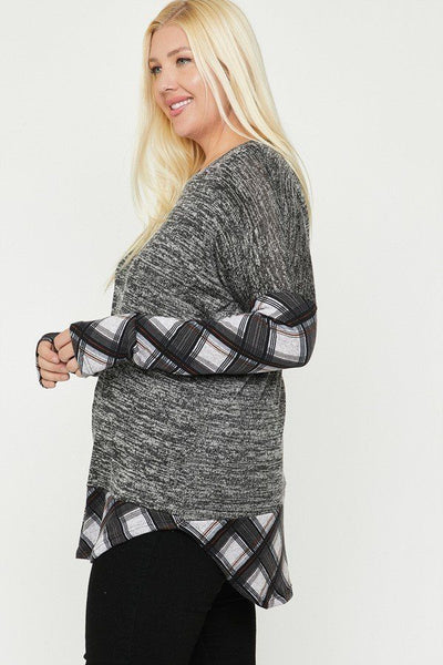 Two Tone Knit Top - Deals Kiosk