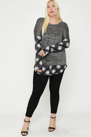 Two Tone Knit Top - Deals Kiosk