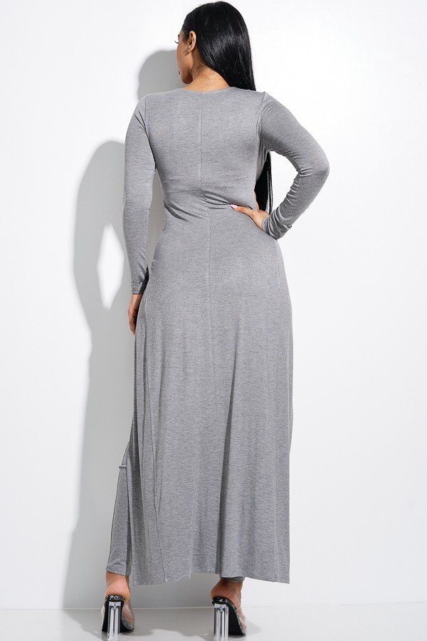 Solid Heavy Rayon Spandex Long Sleeve Crossed Over Long Top And Leggings 2 Piece Set - Deals Kiosk