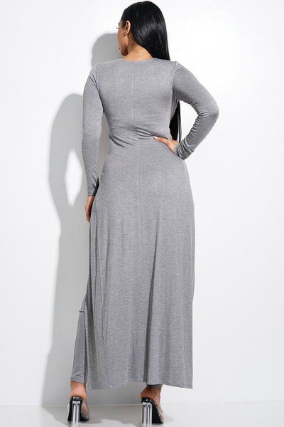 Solid Heavy Rayon Spandex Long Sleeve Crossed Over Long Top And Leggings 2 Piece Set - Deals Kiosk