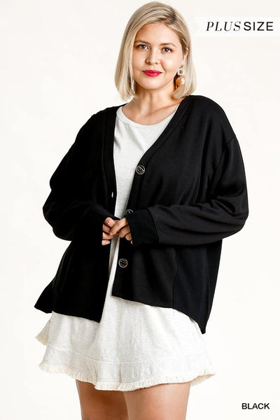 Linen Blend Button Down Cardigan With High Low Hem - Deals Kiosk