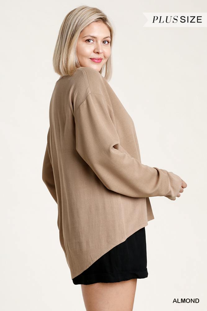 Linen Blend Button Down Cardigan With High Low Hem - Deals Kiosk