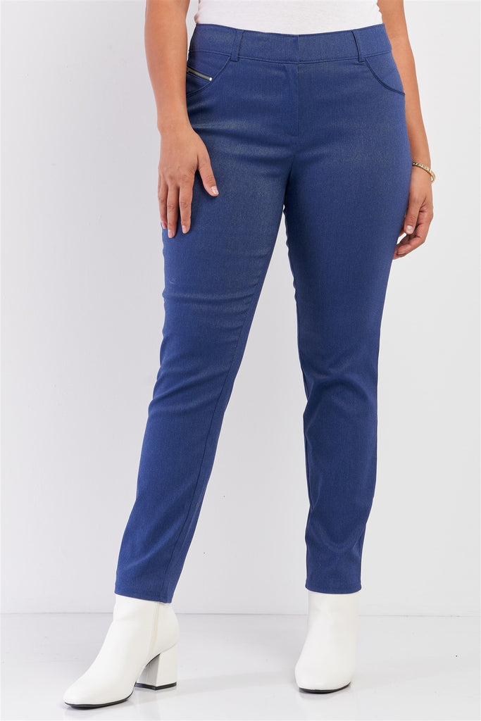 Plus Medium Blue Mid-rise Denim Legging Slim Fit Pants - Deals Kiosk