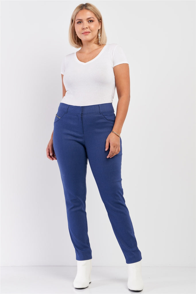 Plus Medium Blue Mid-rise Denim Legging Slim Fit Pants - Deals Kiosk